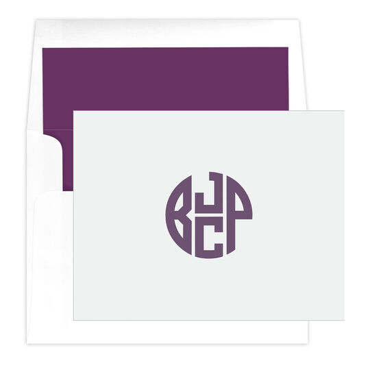 4 Initial Monogram Folded Note Cards - Letterpress